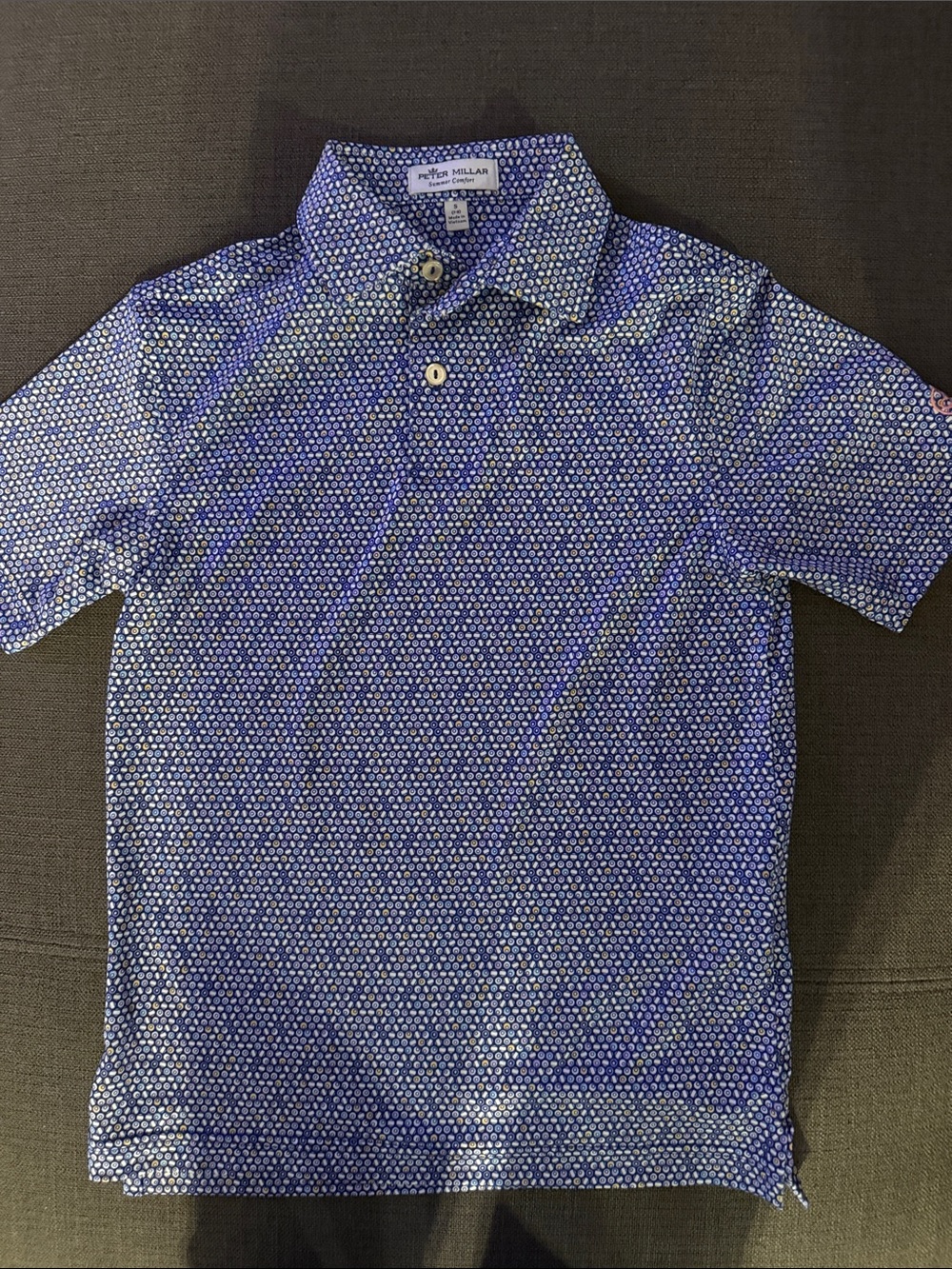 Peter Millar Navy and White Microdot Polo